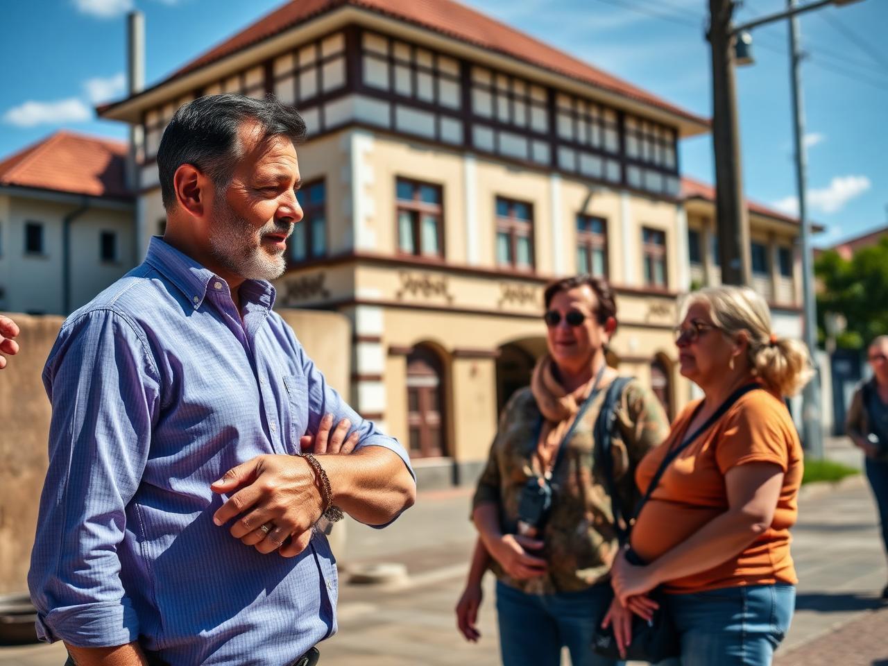 Odair Tramontin conversando com moradores nas ruas de Blumenau